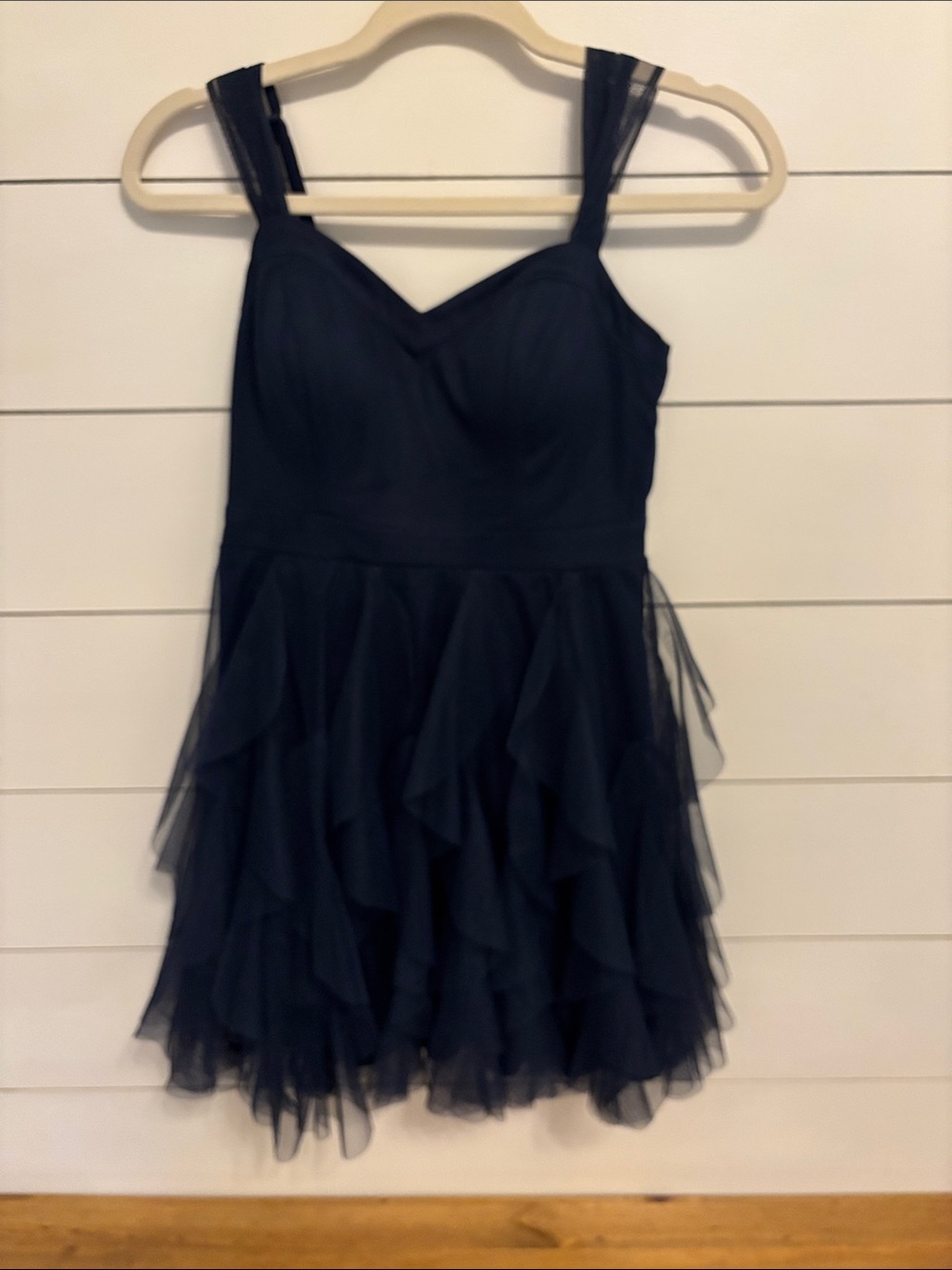 Juniors Navy Tulle Ruffle Dress